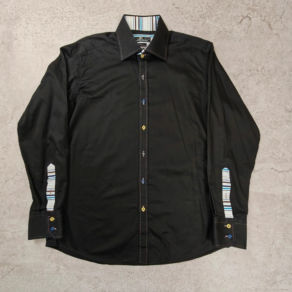 Claudio Lugli Shirt Black Colourful Slim Fit Men's XL